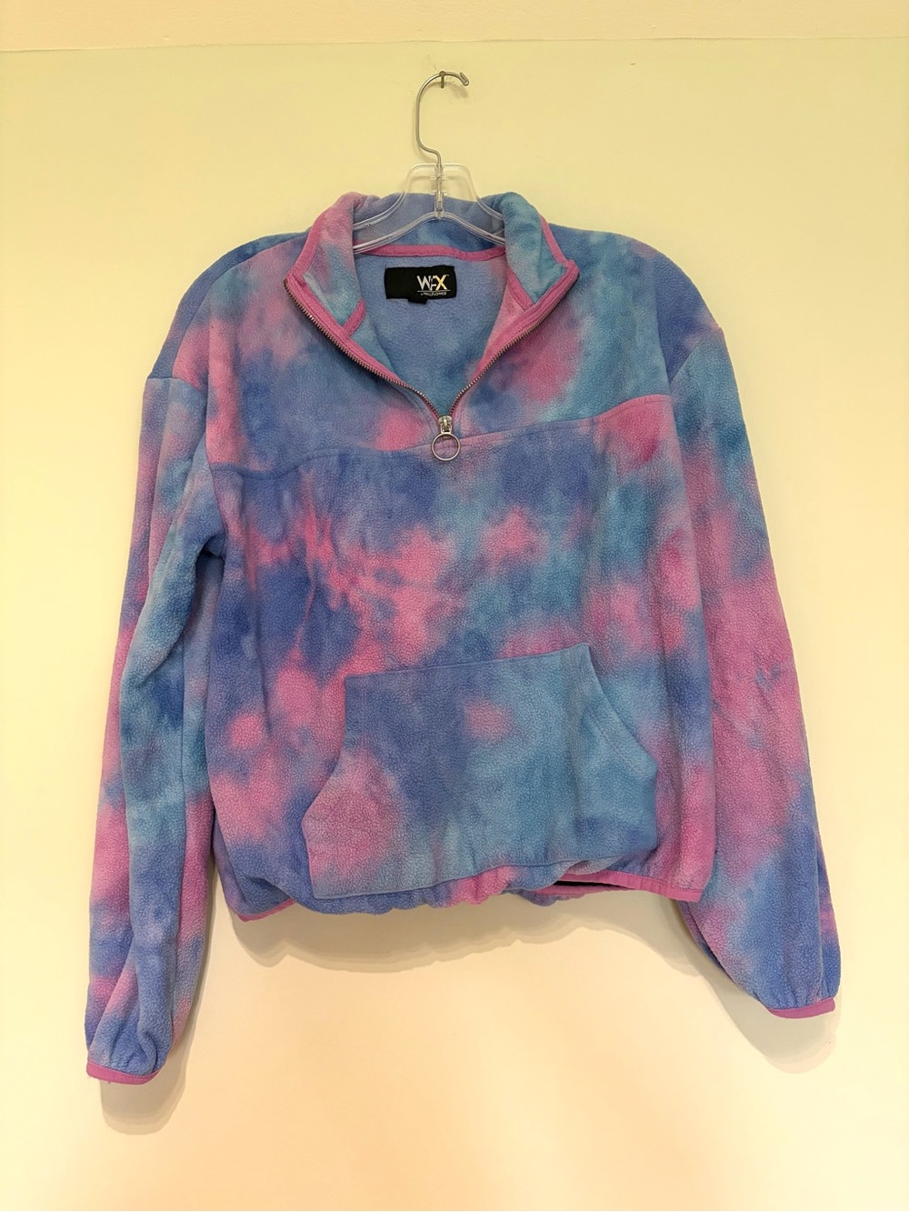 Wallflower Tie-Dye Quarter-Zip Fleece Pullover - Pink & Blue